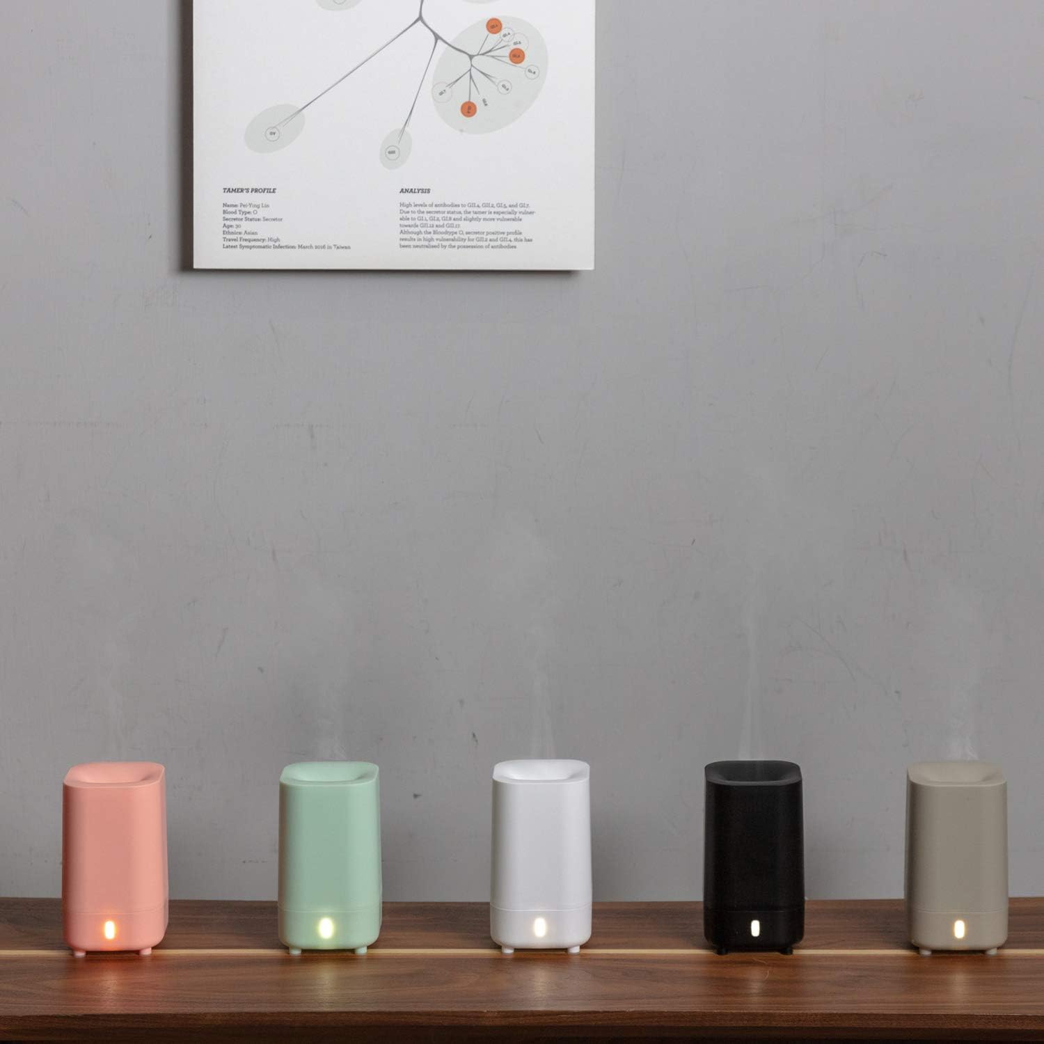 Serene House Ultrasonic Ranger Aromatherapy Essential Oil Cool Mist Diffuser – USB-Powered, Travel-Size Diffuser with Automatic Shut-Off – Pink, 60ml