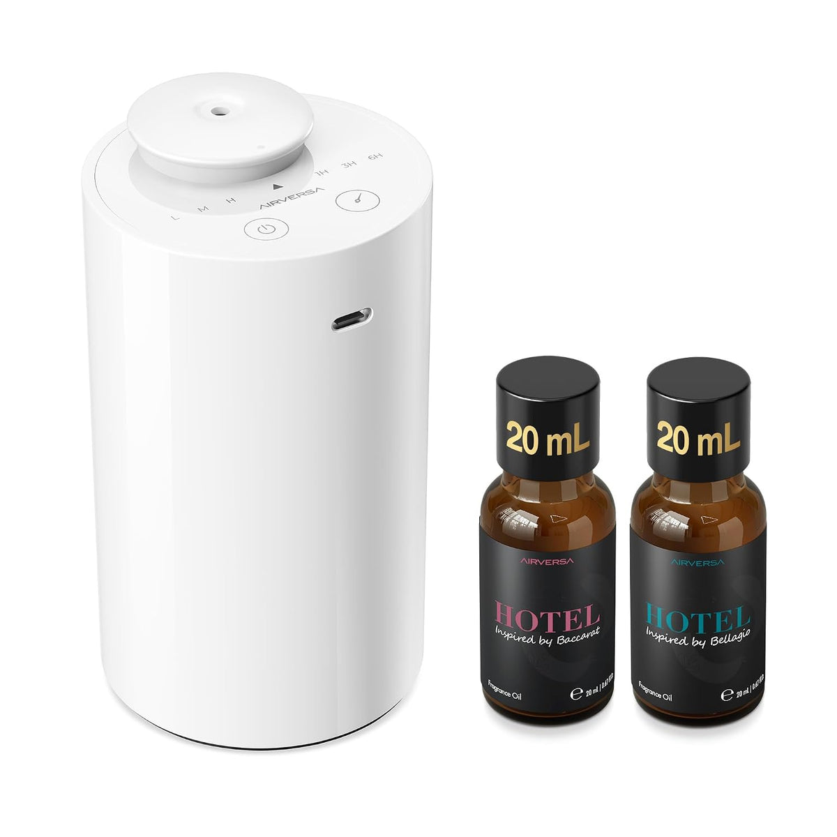 Airversa Waterless Essential Oil Diffuser Starter Kit with 2x20mL Hotel Fragrance Oils