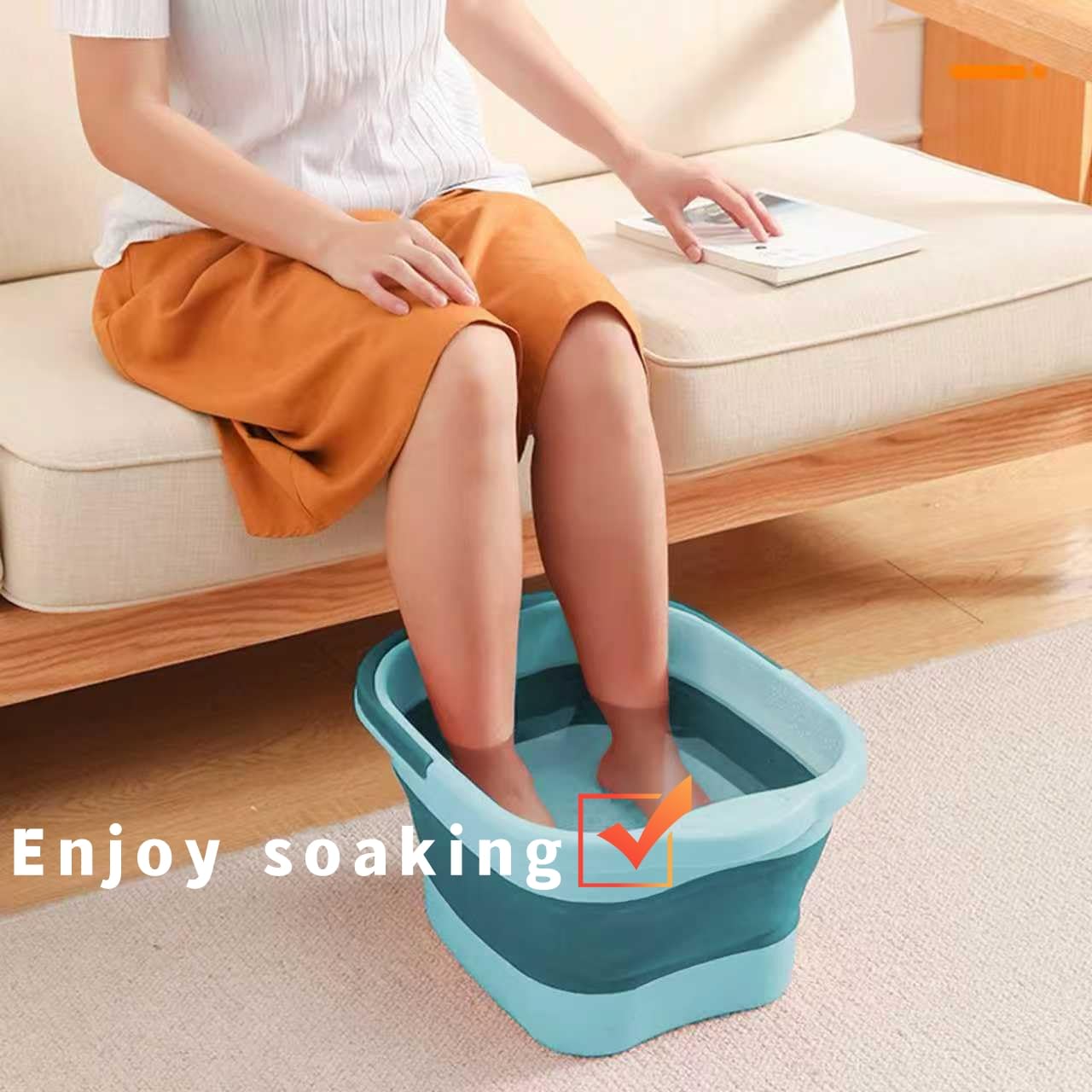 Foot Bath 15L(4 GL) Collapsible Foot Soak Tub with Handle, Foot Spa Bath Massager Foot Soaking for Dry Cracked Feet, Plastic Foot Bucket