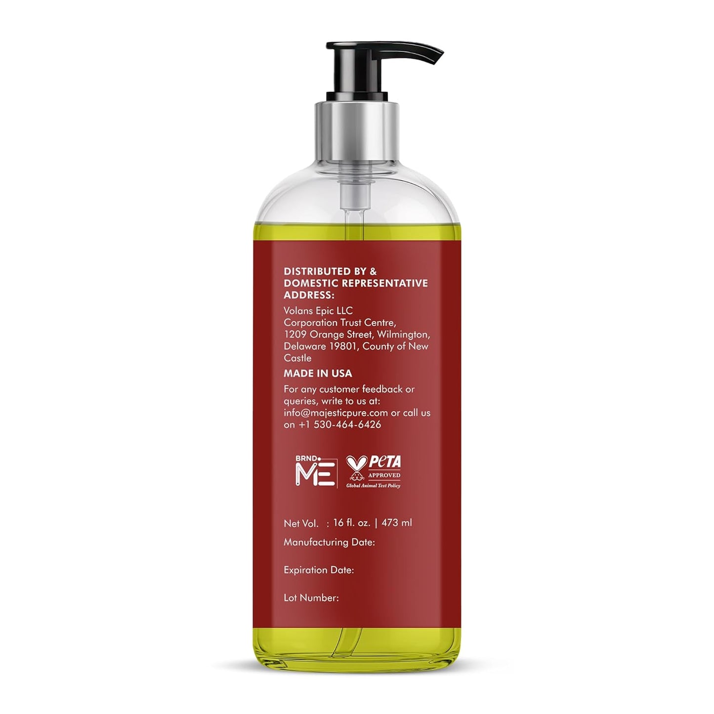 Majestic Pure Grapeseed Oil - 100% Pure & Natural - Premium Grade, Cold-Pressed, Hexane-Free Carrier Oil for Skin, Hair and Body - Moisturizing Skin, Hair and Scalp - 16 Fl Oz