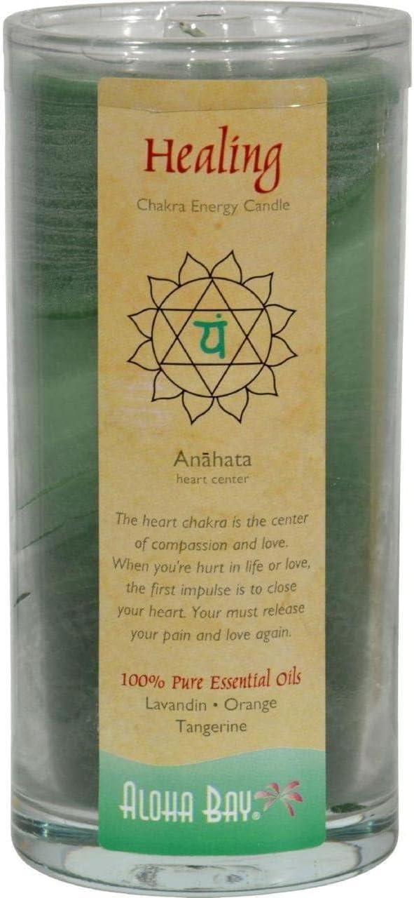 Premium Scented Candle Hand Made Chakra Energy Jar | 11 Oz | Healing, Anahata | Yoga Balance Prayer & Meditation Candle | Long Burn 60 Hours | Essential Oils, Lavandin Orange & Tangerine | Aloha Bay