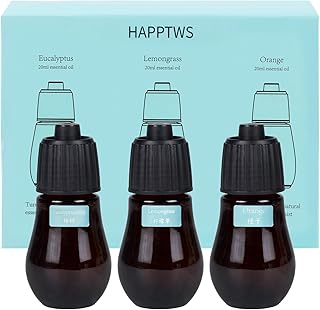 HAPPTWS Aromatherapy Essential Oil Set - 3-Piece Essential Oil Set in Three Flavors: Eucalyptus, Lemongrass, and Orange