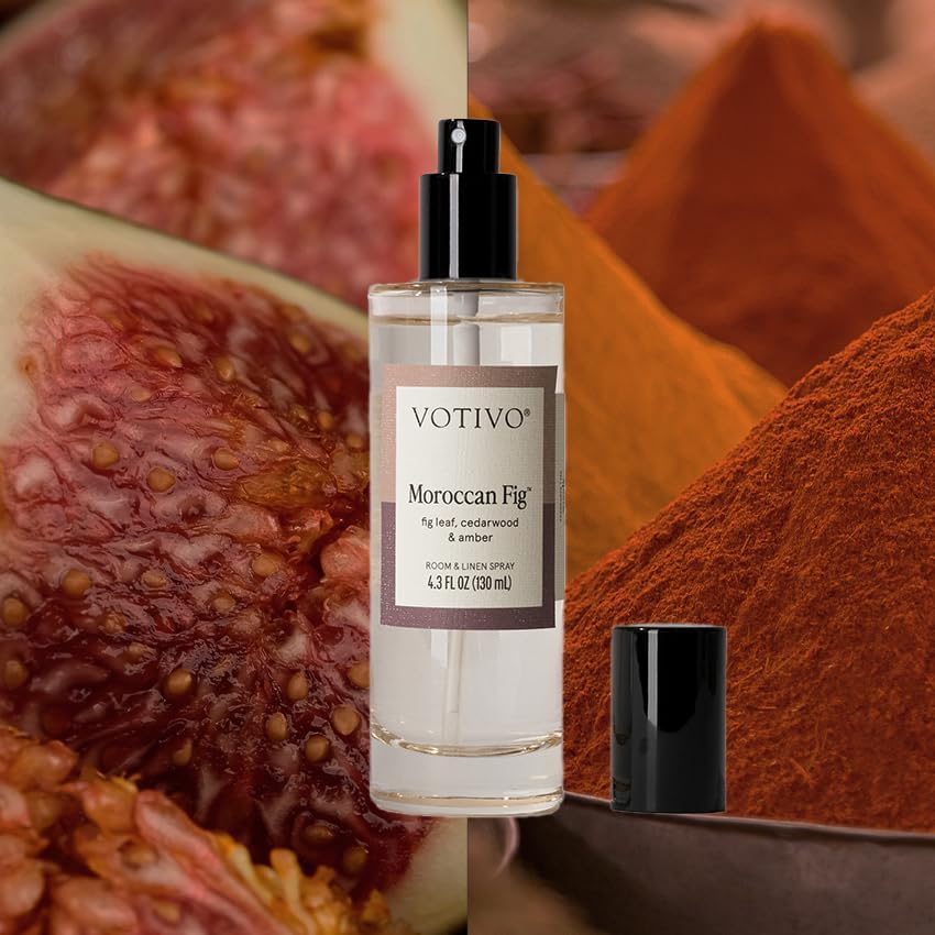 Votivo Moroccan Fig 4.3 oz Room & Linen Spray | Scented Air Freshener for Linens & Living Areas | Premium Long Lasting Fragrance
