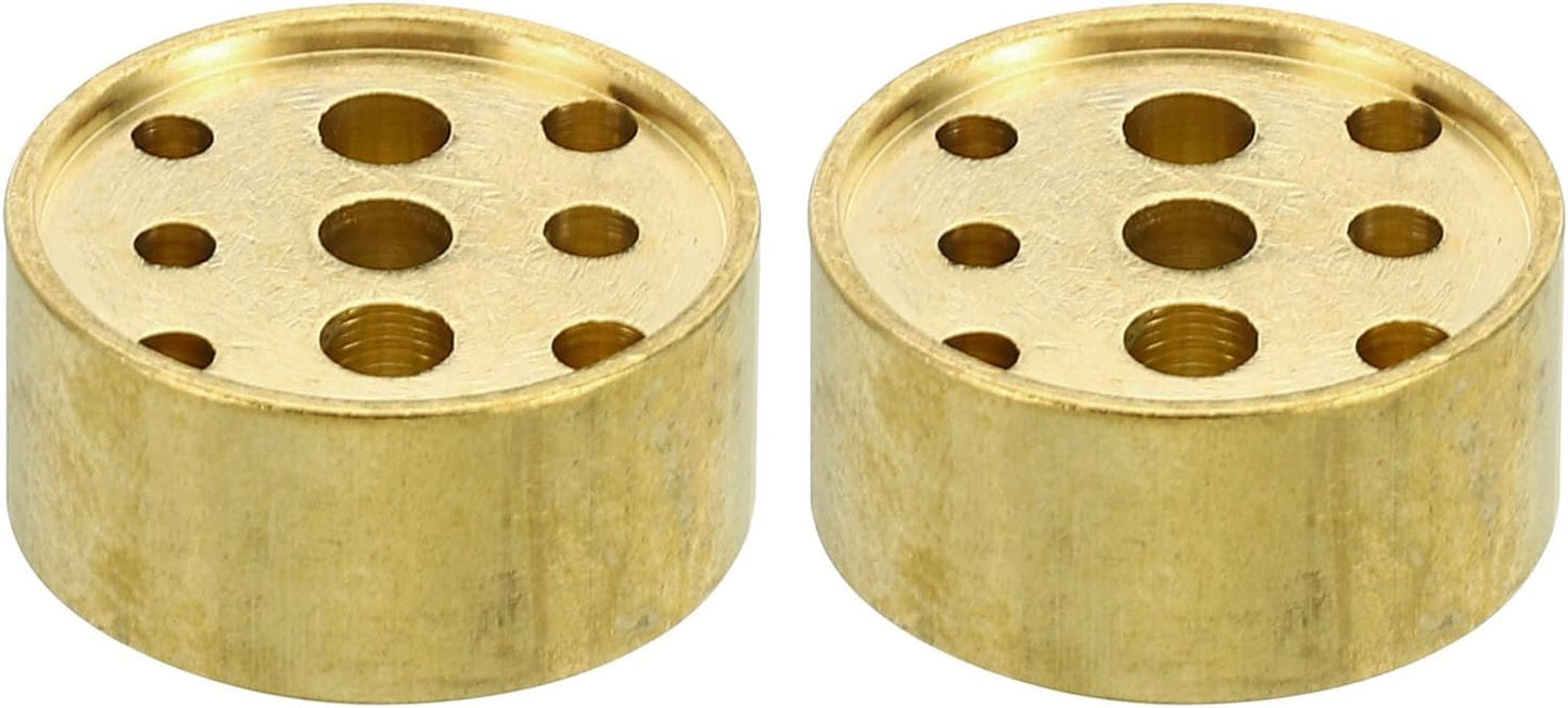 PATIKIL Incense Holder, 2 Pack Brass Incense Cone Burner Stick Holder with 9 Holes Incense Stand Base for Yoga Spa Room Home Office, 0.8" Dia. 0.4" Tall
