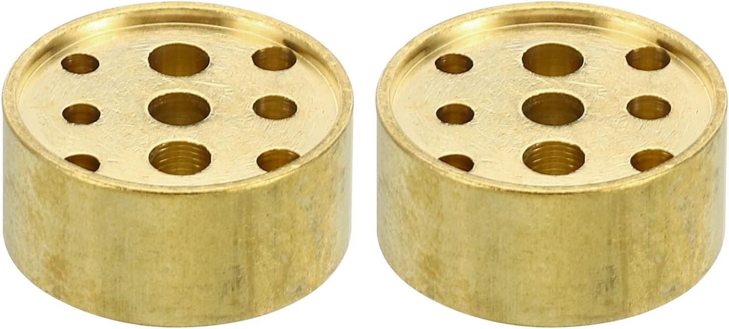 PATIKIL Incense Holder, 2 Pack Brass Incense Cone Burner Stick Holder with 9 Holes Incense Stand Base for Yoga Spa Room Home Office, 0.8" Dia. 0.4" Tall