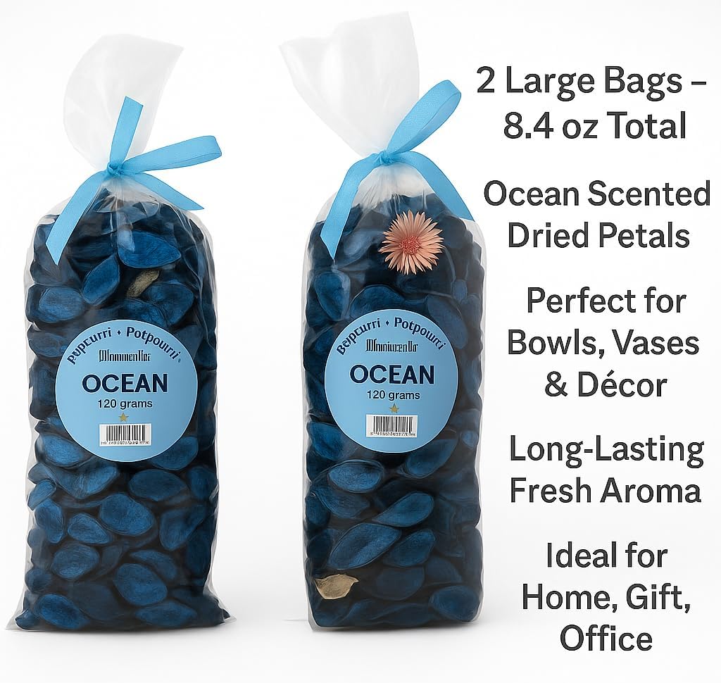 Ocean Scented Potpourri – 2 Large Bags (120g Each) of Dried Botanicals for Bowls, Vases & Gifts – Home Fragrance Decor by Dependable Industries Inc. Essentials