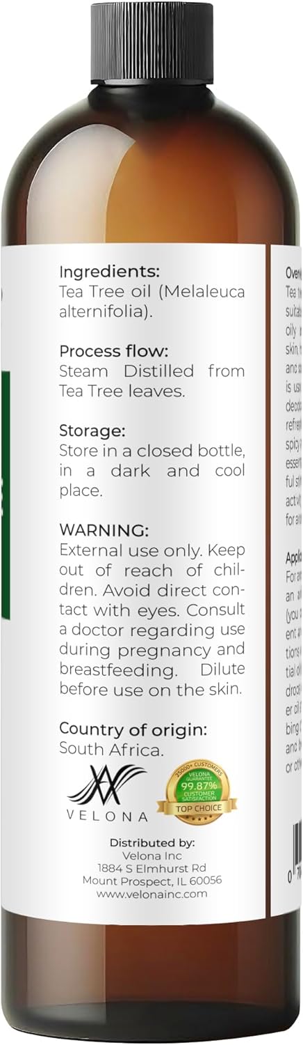 Tea Tree Essential Oil by Velona - 8 Fl Oz | Therapeutic Grade for Aromatherapy Diffuser Undiluted