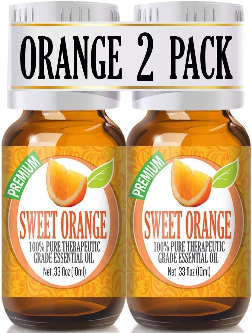 Healing Solutions (2 Pack) Sweet Orange Essential Oil - 0.66 oz Pure Aromatherapy Oil for Diffuser & Skin - Therapeutic Grade