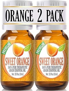 Healing Solutions (2 Pack) Sweet Orange Essential Oil - 0.66 oz Pure Aromatherapy Oil for Diffuser & Skin - Therapeutic Grade
