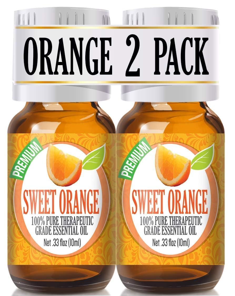 Healing Solutions (2 Pack) Sweet Orange Essential Oil - 0.66 oz Pure Aromatherapy Oil for Diffuser & Skin - Therapeutic Grade