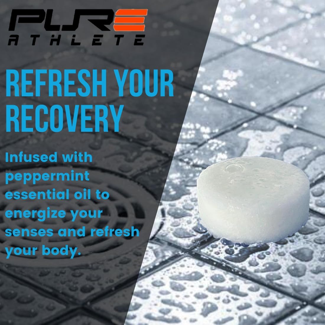 Pure Refreshing Sport Shower Steamers - Peppermint, Made in USA with Natural Minty and Eucalyptus Essential Oil, Father’s Day Gifts for Runners, Muscle Recovery, Self Care, Relaxation