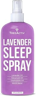 TreeActiv Sleep Spray, Calming Lavender Chamomile, Soothing Witch Hazel & Lavender Pillow Spray Air Freshener for Room, Bed, Fabric, Pillows & Linen Mist for Sleeping & Relaxation, 1000+ Sprays