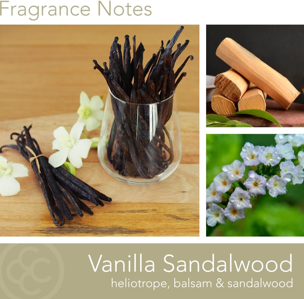 Carolina Vanilla Sandalwood Scented Candle, 16 oz Wellness Relaxing Aromatherapy Candle, 2 Wick White Jar Soy Blend Wax, Candles for Home, 60H Burn - Made in The USA