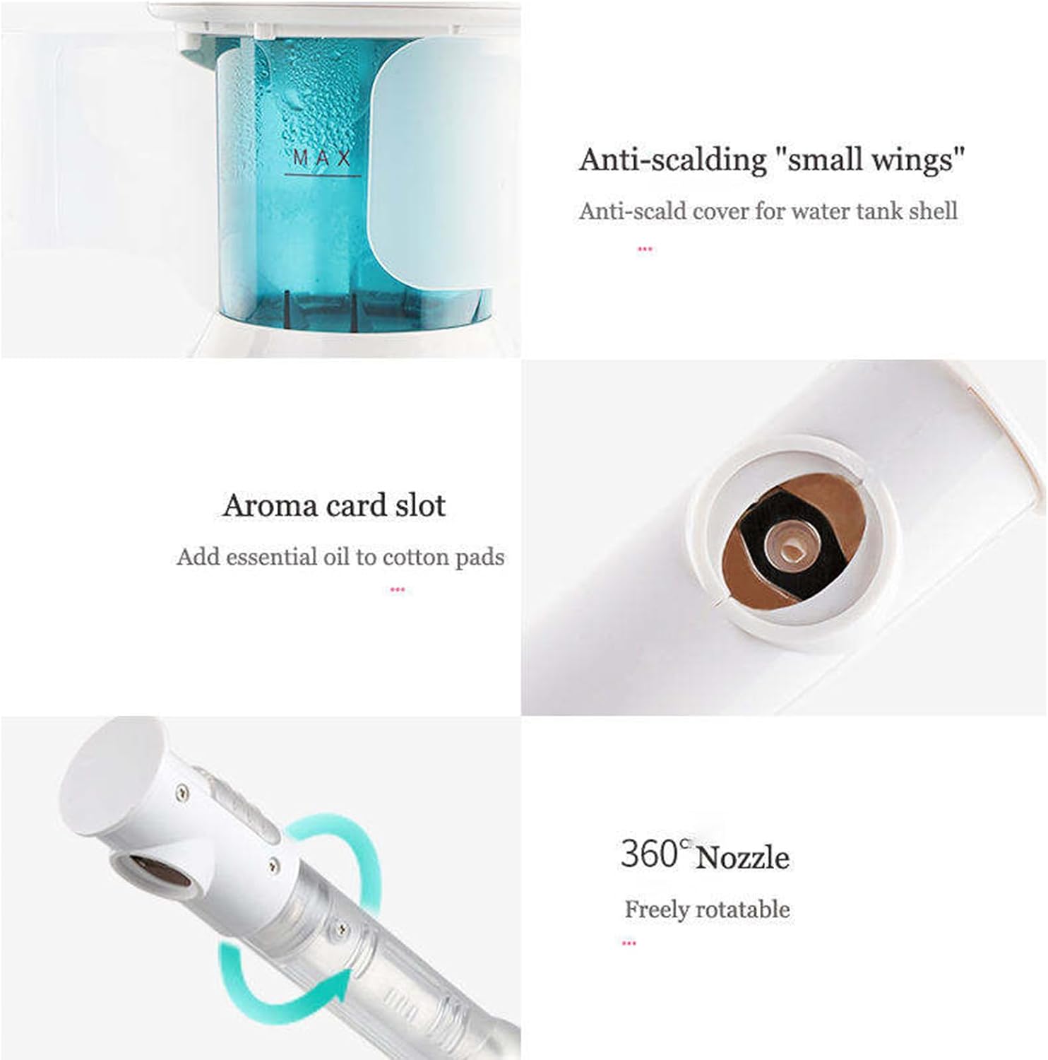 Portable Home Face Steam Machine, Nano Facial Steamer with Extendable Arm and 360 Degree Adjustable Nozzle, for Personal Care Use at Home or Salon, Idea for Deep Cleaning/Face Moisturizing