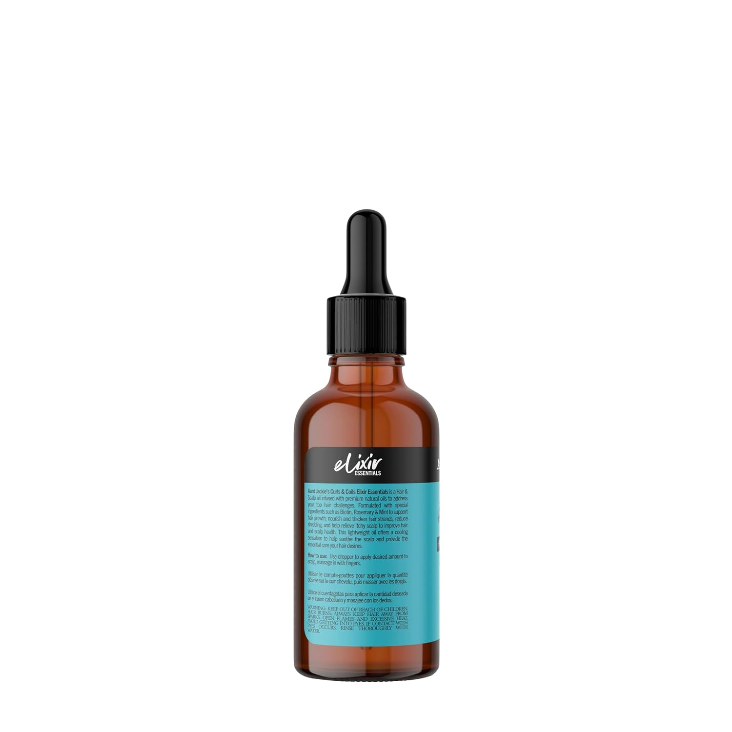 Aunt Jackie's Elixir Essentials Hair & Scalp Oil Enriched with Biotin, Rosemary & Mint, Nourishes, Thickens & Supports Hair Growth, 2 oz