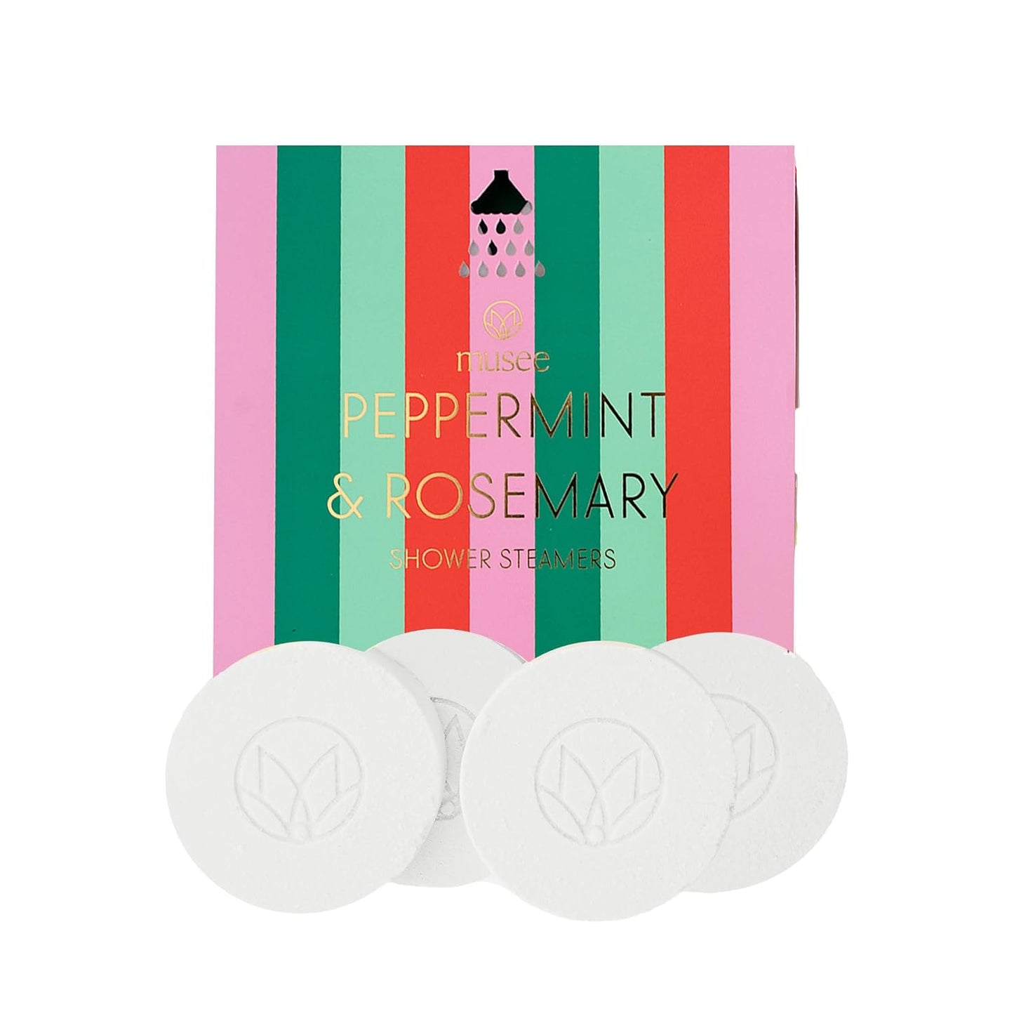 Musee Shower Steamers, Peppermint and Rosemary, Aromatherapy Gift Set for Women, Handmade in USA, Paraben-Free & Sulfate-Free, Unique Christmas Gifts for Women, 4-Piece Set