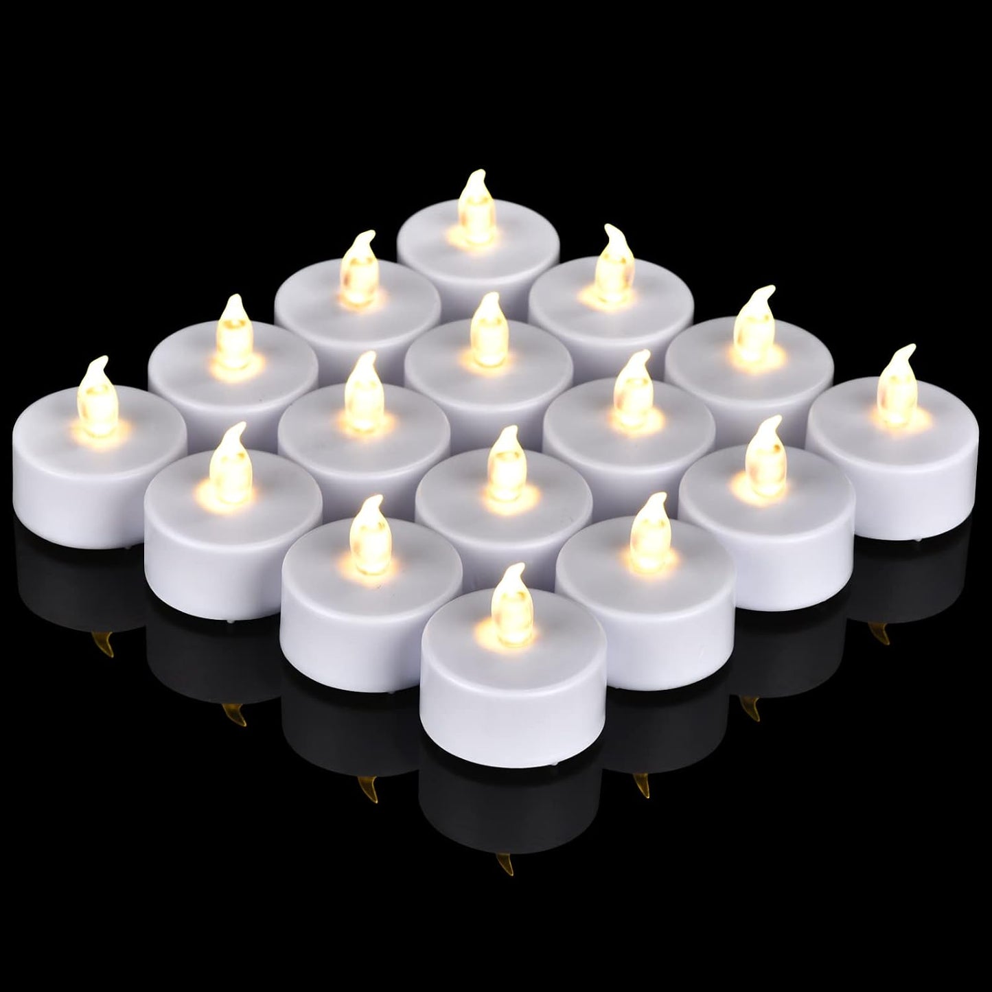 Flameless Tea Lights Candles 50/100/150 Packs LED Battery Operated Electric Votive Fake Candles Realistic Flickering and 200+ Hours Long Lasting Bright for Celebrations Festivals (50 Packs, White)