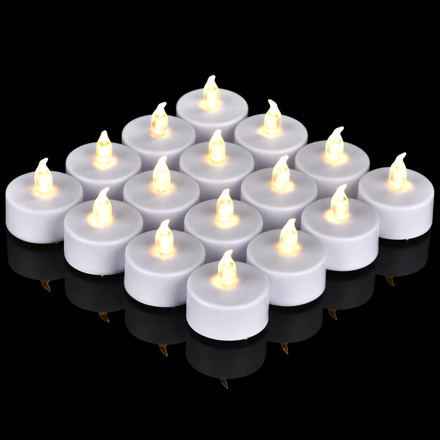 Flameless Tea Lights Candles 50/100/150 Packs LED Battery Operated Electric Votive Fake Candles Realistic Flickering and 200+ Hours Long Lasting Bright for Celebrations Festivals (50 Packs, White)
