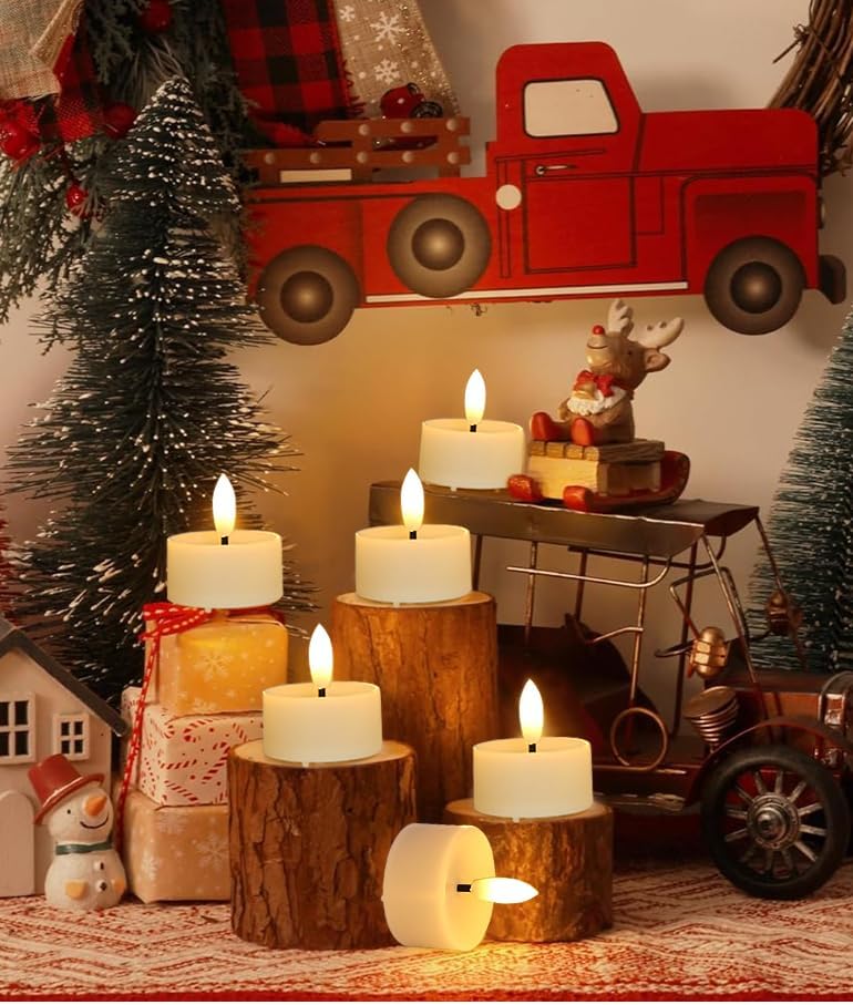 12-Pack Flameless Tea Lights Candles Flickering Flame (White Body, Warm White Glow) - LED Flickering Flameless Tea Candles Battery Operated – LED Candle Lights Decorations Home