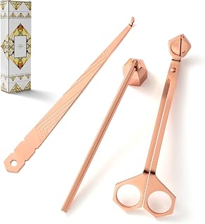 PATOISE 3-in-1 Candle Accessory Set, Wick Trimmer, Candle Snuffer, Wick Spoon, Stainless Steel Material Perfect for Candle Lovers(Rose Gold)