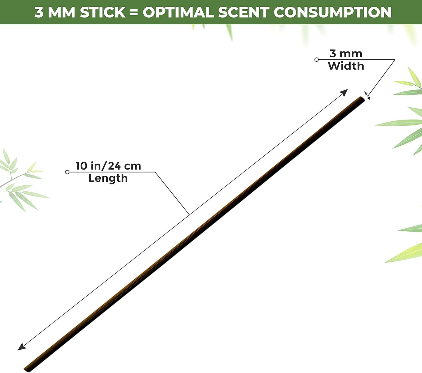Reed Diffuser Sticks – 100 pcs of Black Rattan Essential Oil Aroma Refill Wood Sticks for Spa, Fragrance, Aromatherapy (24 cm x 3 mm)