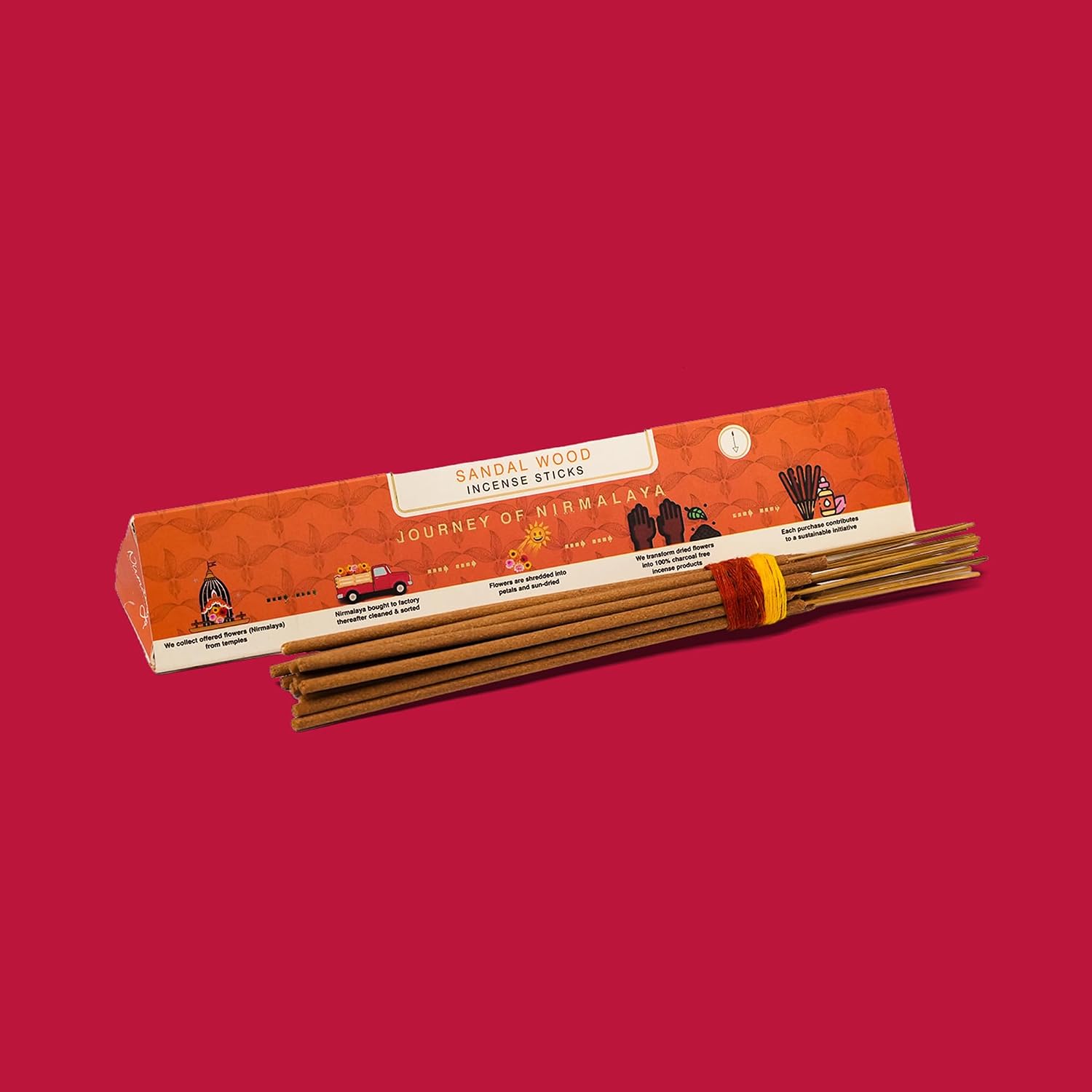 Nirmalaya Premium Luxury Natural Sandalwood Incense Sticks | Natural & Charcoal Free | Pack of 40 Sticks, 100g | Ideal for Home, Office, Yoga, Meditation & Aromatherapy