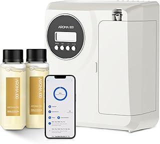 Waterless Diffuser Include Essential Oil, APP Control, Hotel Scent Diffuser Kit for Home Cover 2000sq.ft, Nebulizer Nano Cold Air Freshener Smart Aromatherapy Diffusers for Large Room, Office - White