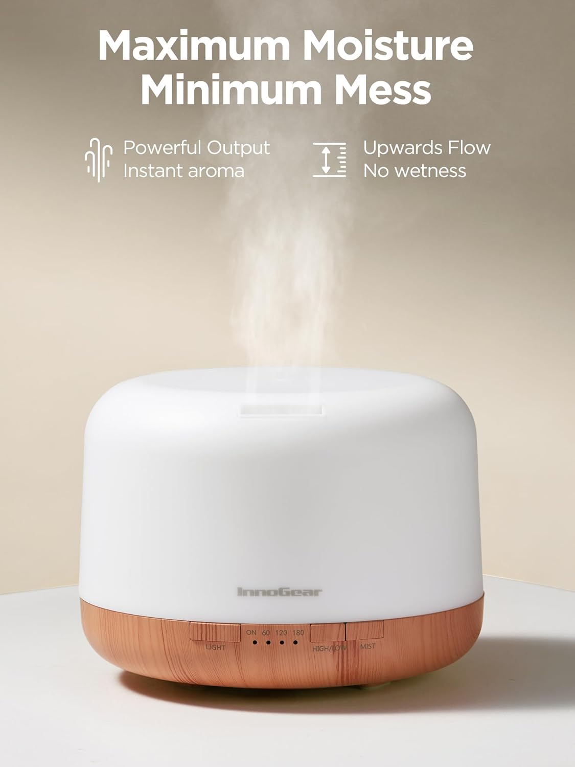 InnoGear Aromatherapy Diffuser & 10 Essential Oils Set, 500ml Essential Oil Diffuser with Remote Control Mother's Gift Ultrasonic Cool Mist Scent Humidifier Vaporizer Auto-Off Timer for Home, Yellow