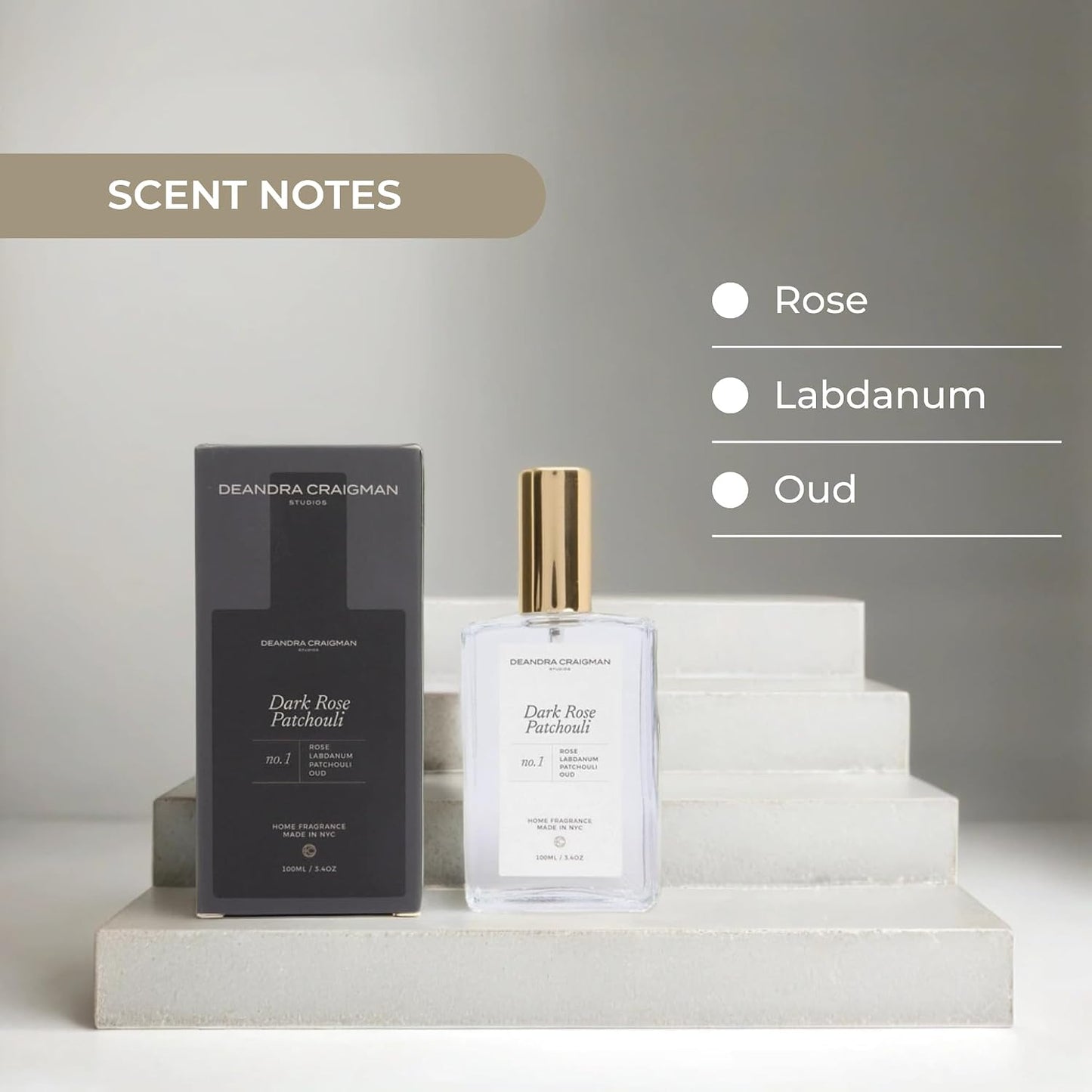 Dark Rose Patchouli Room And Linen Spray, Luxury Home Fragrance, Fabric Refresher, Air Freshener, Pillow & Bedroom Spray with Rose, Patchouli & Oud for Sultry Aroma & Ambiance