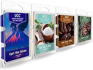 UCC Plant Based All Natural Wax Melts, Strong Fragrance, Long Lasting Premium Soy Scented Melts Cubes, Wax Melts Tarts, Colored Wax Melt - 4 Pack