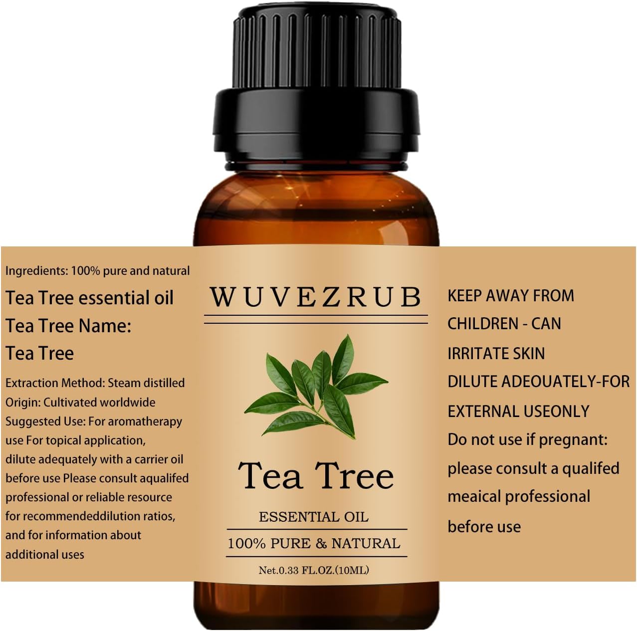Tea Tree Essential Oils 10ML, 100% Pure and Natural Essential Oil for Aromatherapy Diffuser - 0.33 Fl Oz/Tea Tree