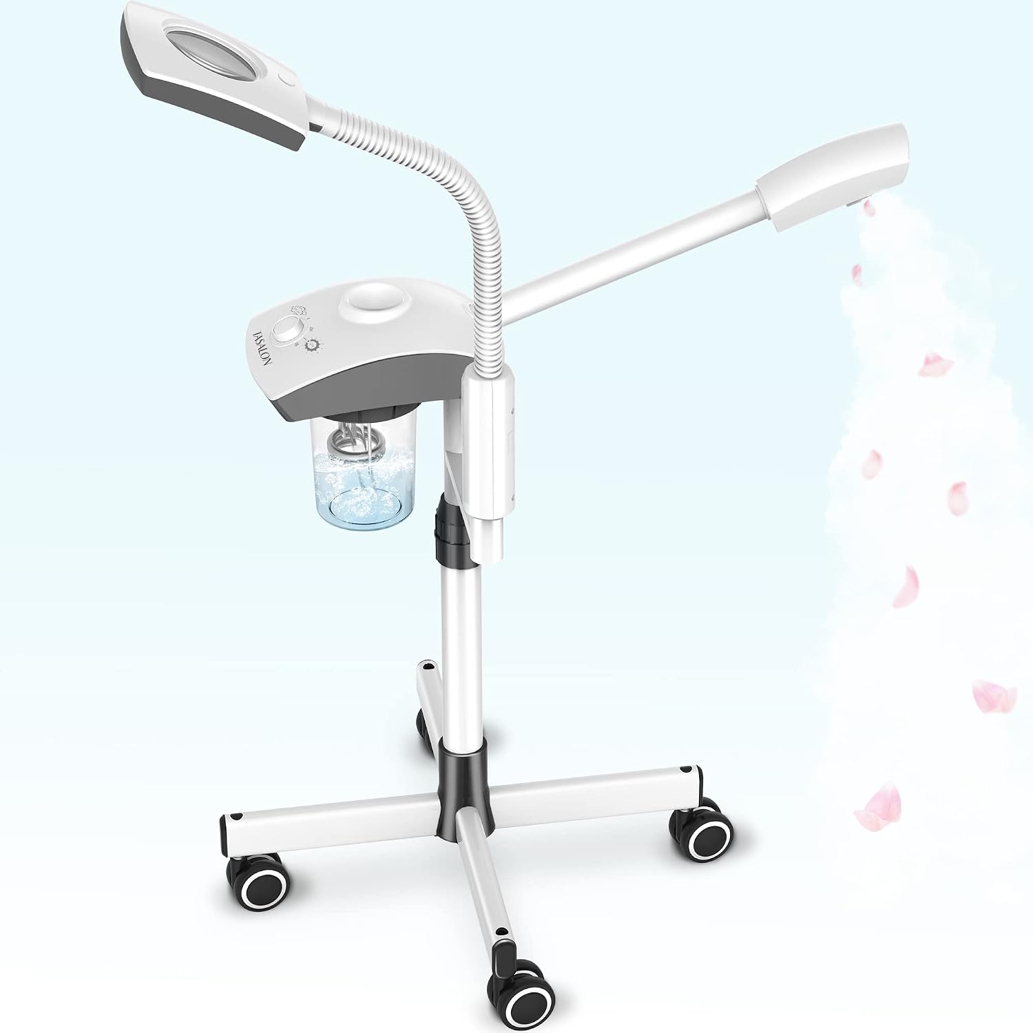 TASALON Professional Facial Steamer Tools for Esthetician, Skin Care and Deep Cleaning, 2 in 1 Face Machine with 3X Magnifying Foldable Arm, Ozone Face Steamer for Facial, Hot Mist Skincare, White
