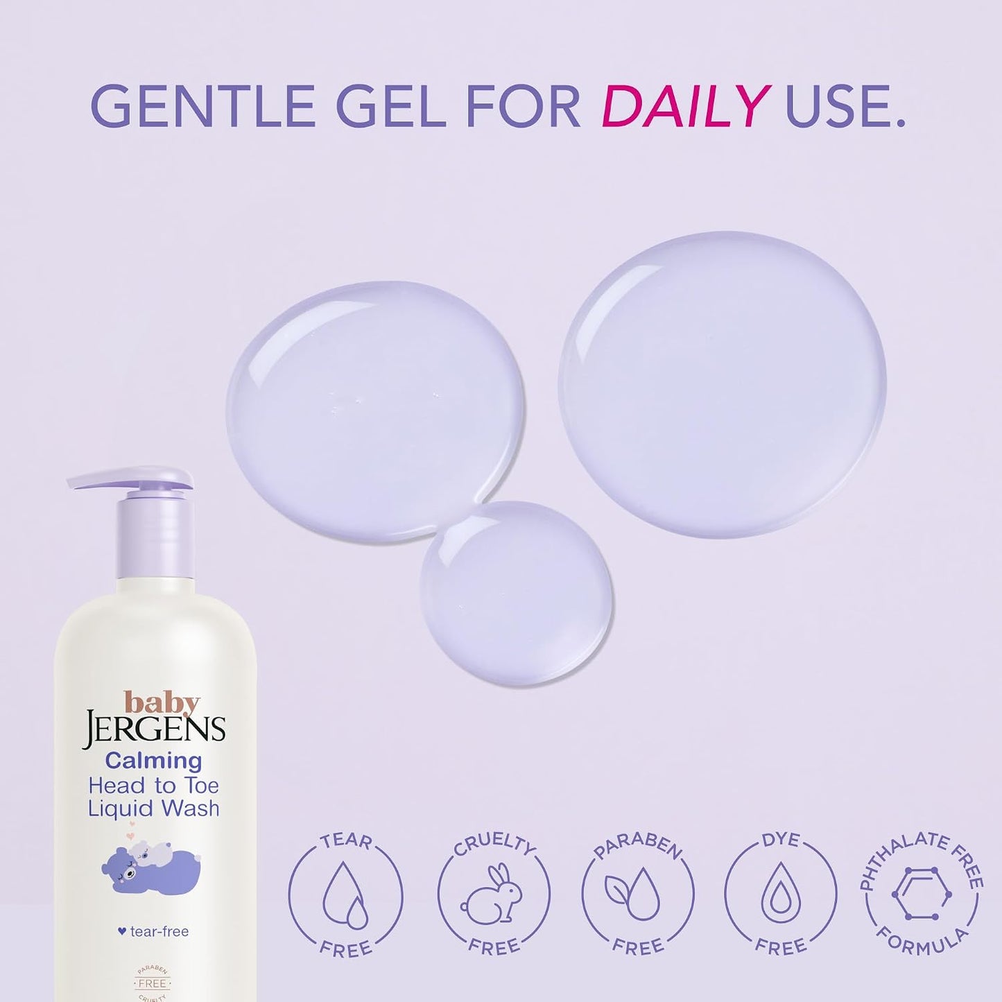 Jergens Baby Calming Head to Toe Liquid Baby Wash, Body Wash and Shampoo, Tear Free, 20 Fl Oz