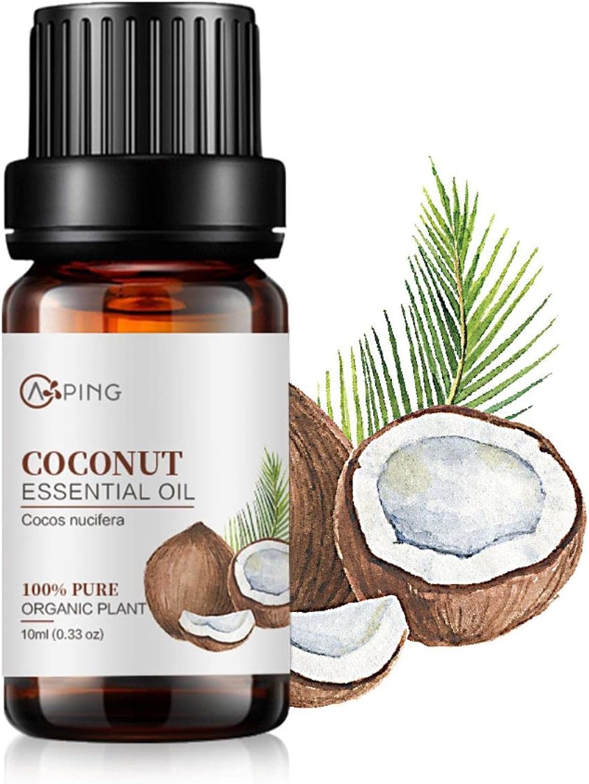 Coconut Essential Oil - 100% Pure Organic Natural Plant (Cocos nucifera) Coconut Oil for Diffuser, Aroma, Spa, Massage, Yoga, Perfume, 0.33oz