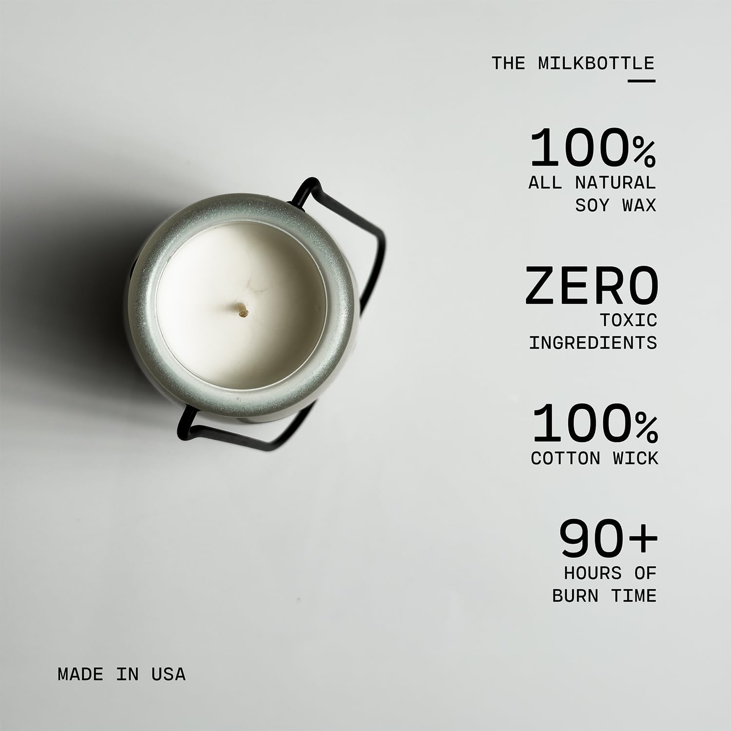 Milkhouse Candle Company White Driftwood & Coconut Soy Candle - Coconut Water | Mandarin Orange | Rosewater Scented - 14 oz Milkbottle with Lid, 90+ Hour Burn Time, Made in the USA