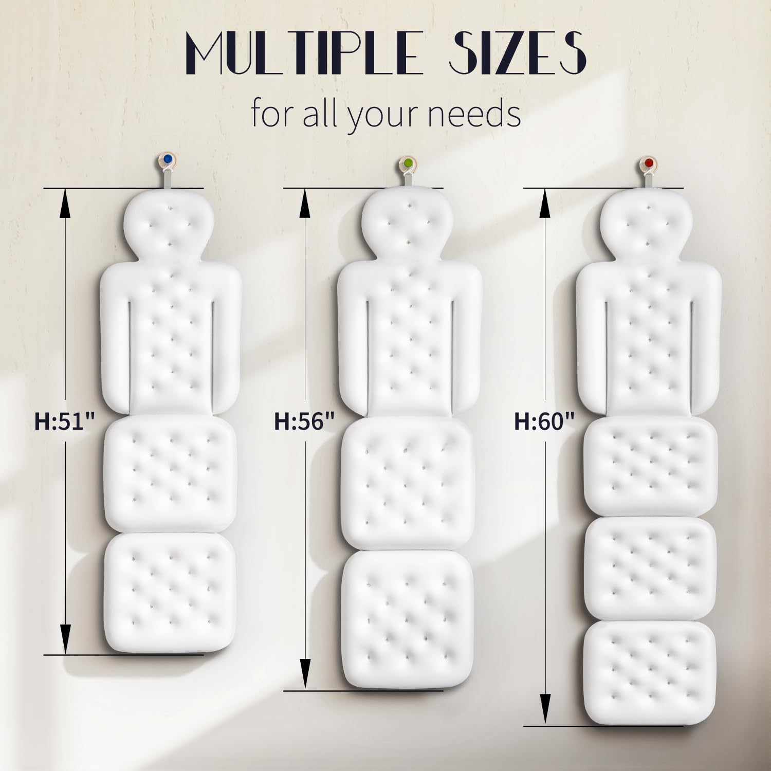 Full Body Bath Pillow for Bathtub, Thick Bathtub Cushion, Luxury Tub Pillow for Bath for Headrest Neck and Back Support White 56" x 16"