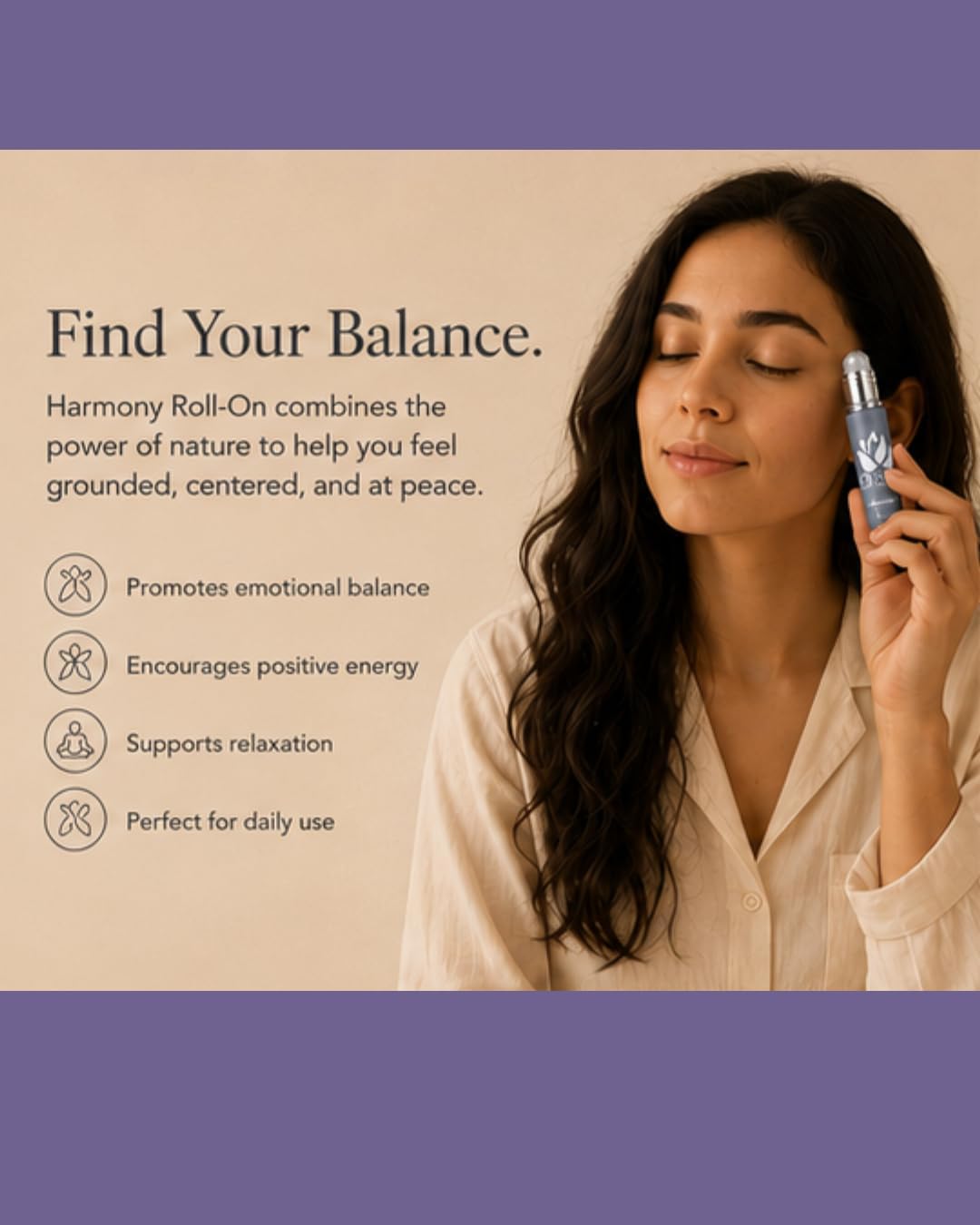 B Divine Aromatherapy Essential Oil Roll-On – 100% Pure Therapeutic Grade | Natural Aromatherapy for Stress Relief, Sleep, Energy, & Focus | Easy On-the-Go Wellness | 10ml (Harmony)