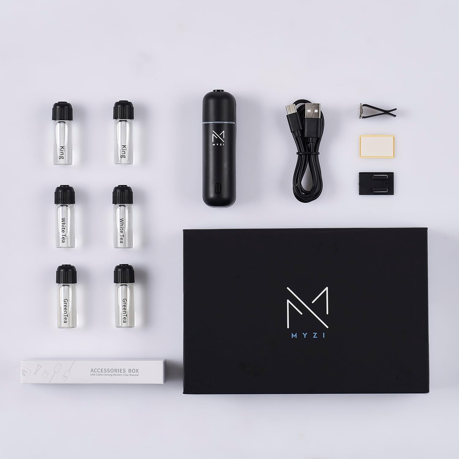 MYZI Car Air Freshener Diffuser, Waterless Diffuser Car Essential Oil Diffuser with 6 Refill Scents, Car Diffuser Air Freshener Car Fragrance Diffuser