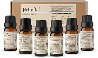 Natural Essential Oils Set - Pure Scents for Wellness: Lavender, Peppermint, Rosemary, Lemongrass, Orange, Tea Tree - 10ml Each
