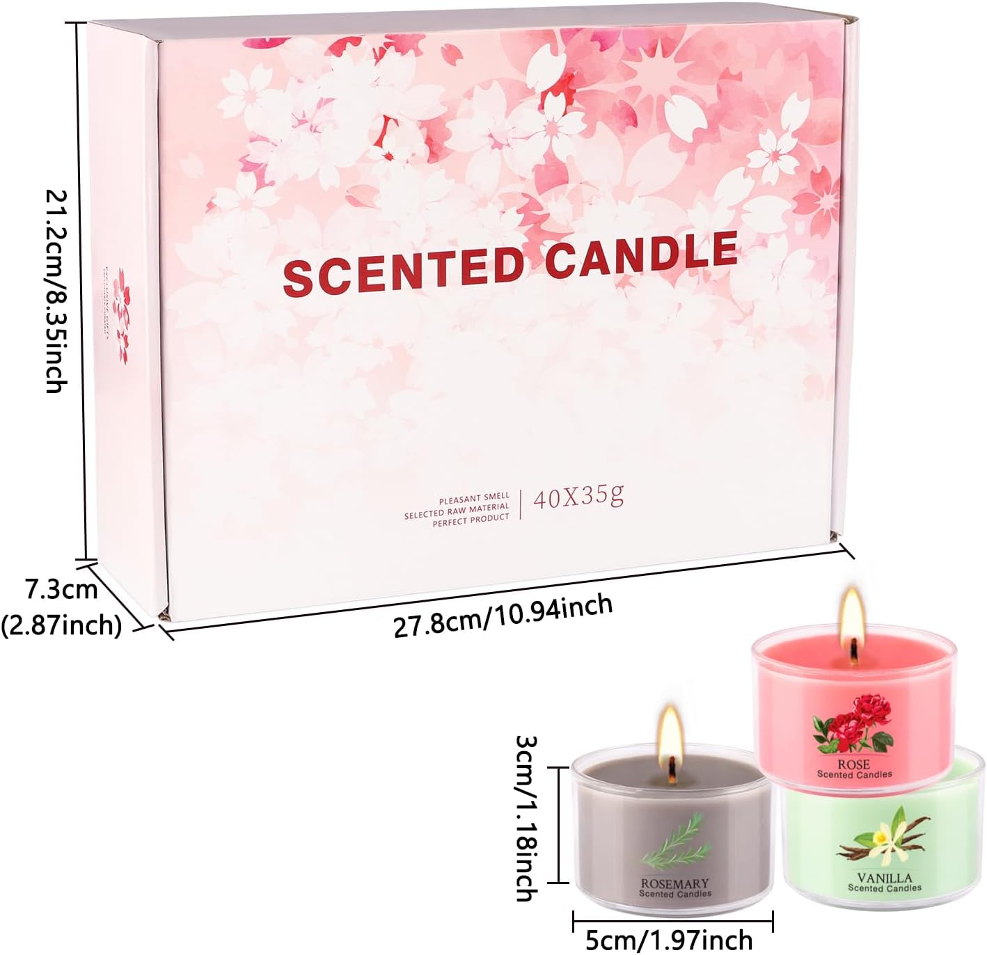 40 Scented Candle Set, 10 Fragrances, 35g Natural Soy Wax Candles with Smokeless Cotton Wicks, Ideal for Home Decor, Yoga, Meditation, Spa & Gifting.