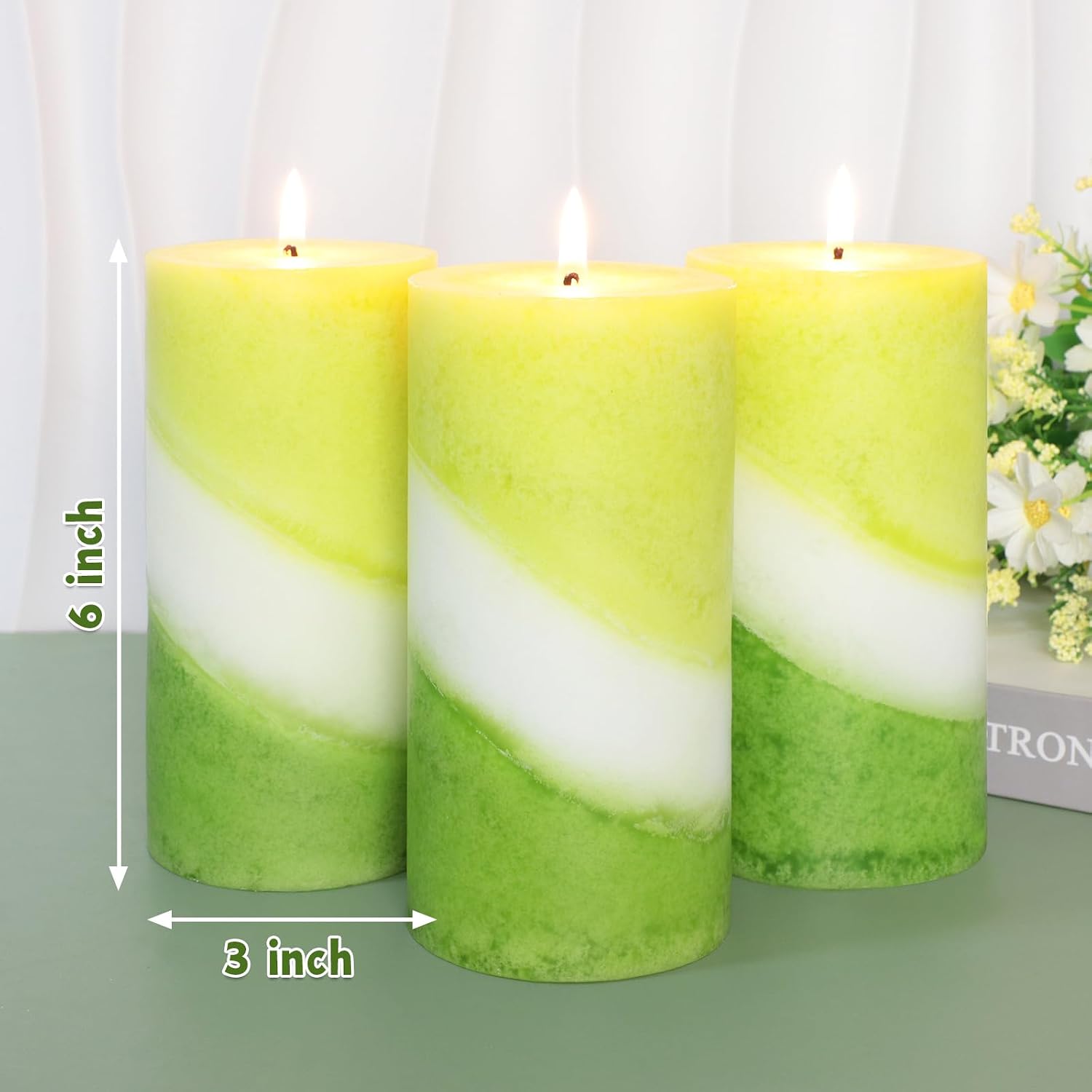Crystal Club Eucalyptus Mint Scented Pillar Candles, 3x6 Inch Green Pillar Candle, 70+ Hours Long Burning Time, 100% Cotton Wick Smokeless & Dripless Wax, Aromatherapy Candle for Relaxation Home Decor