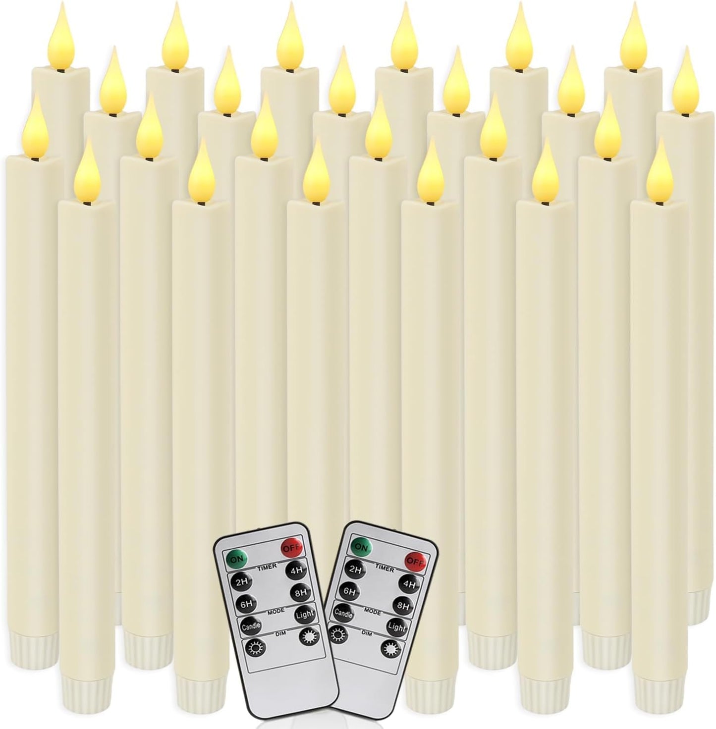 24-Pack Flameless Taper Candles, 9.25 Inch Battery Operated LED Candlesticks with Remote & Timer - Realistic Flickering Flame, Warm Ivory, Safe Smokeless for Wedding Christmas Church Party Home Decor
