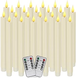 24-Pack Flameless Taper Candles, 9.25 Inch Battery Operated LED Candlesticks with Remote & Timer - Realistic Flickering Flame, Warm Ivory, Safe Smokeless for Wedding Christmas Church Party Home Decor