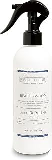 Field + Fleur - Linen Refresher Mist - Aromatic Spray for Fabrics - Refresh Bedding, Curtains & More - Notes of Orange Blossom, Moss, Amber & Sandalwood - Made in the USA -Beach Wood Scent -15.5 Fl Oz
