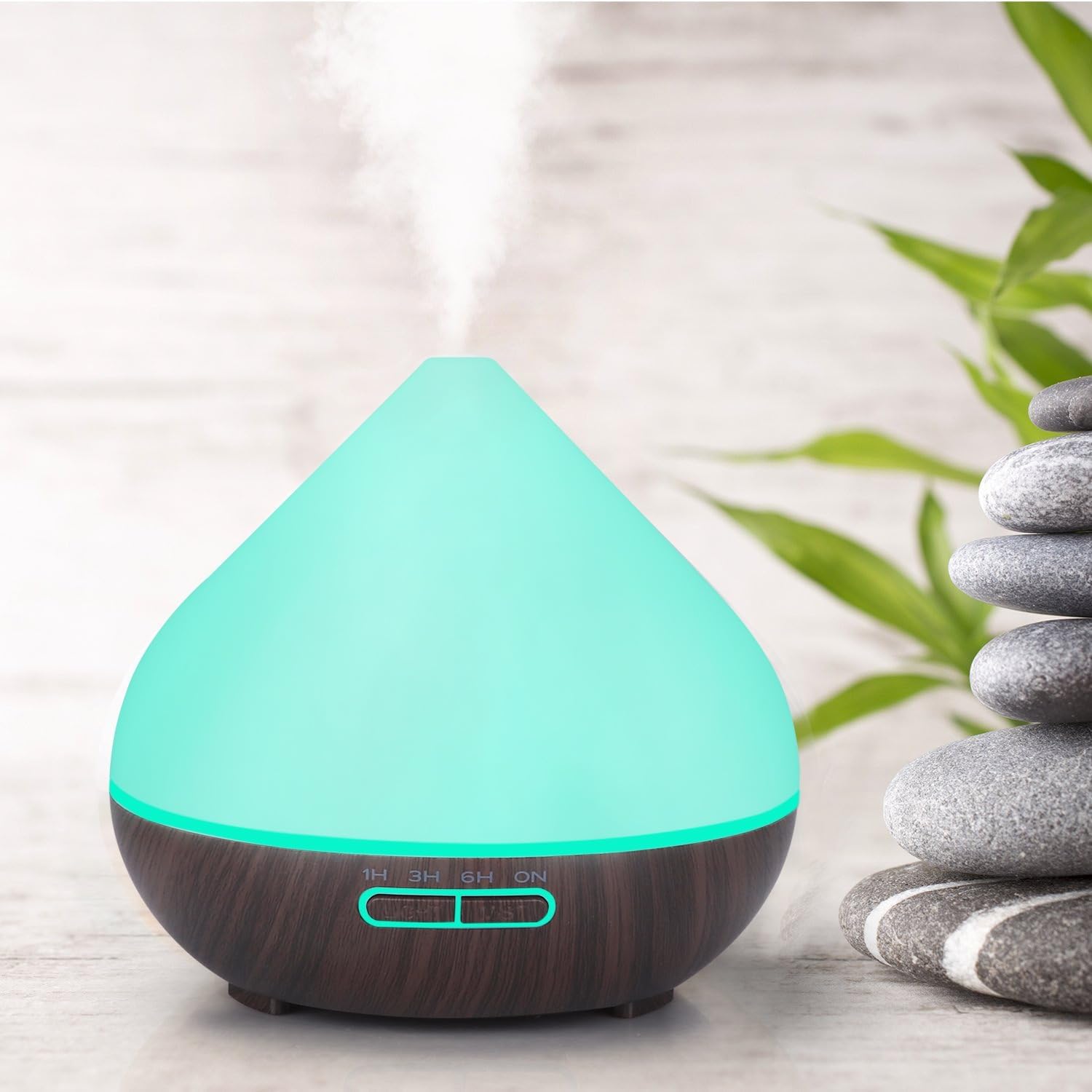 Essential Oil Diffuser, Wood Ultrasonic Cool Mist Humidifier, Ambient Night Light, 400ml Waterless Auto-Off, for Home,Bedroom,Office (Dark Wood)