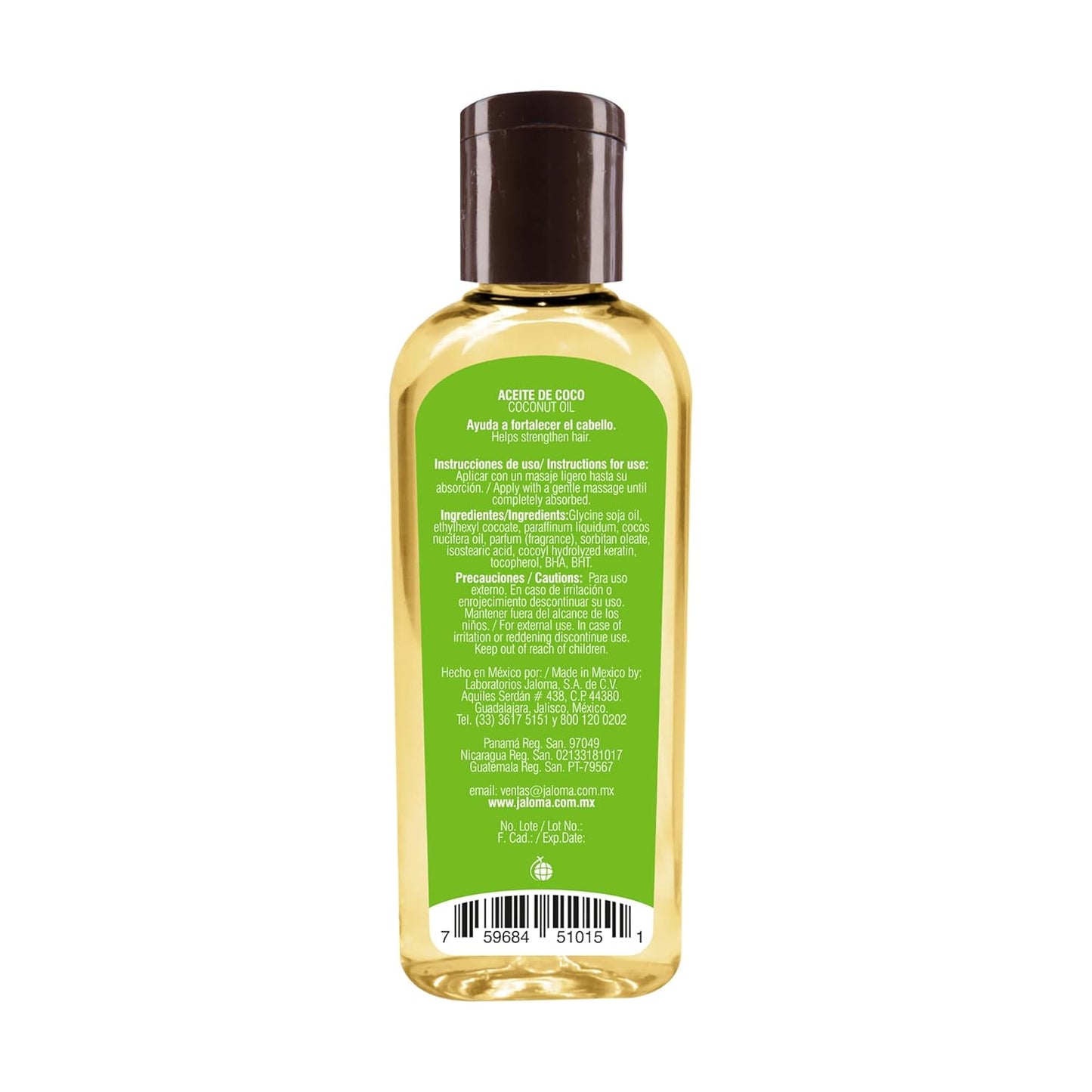 Jaloma Coconut Oil with Keratin to Help Strengthen Hair, 4 Oz Bottle