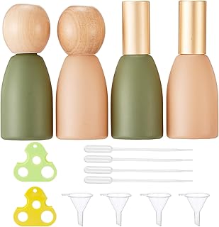 Qeuly 10ml Glass Roller Bottles - 4 Pack Essential Oils Roll-on Bottles with Stainless Steel Roller Balls for Aromatherapy and Perfumes