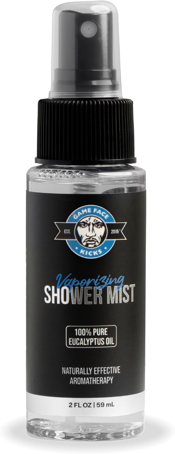 Game Face Eucalyptus Vaporizing Shower Mist Spray for Aromatherapy, At Home Spa Experience, Sinus Congestion Relief, and Tension Relief, 2 fl oz - Made in USA