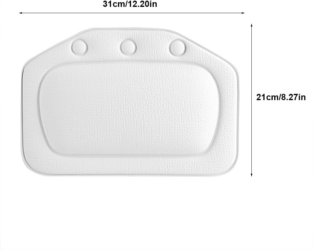 ZPSHYD Bathtub Pillow, Soft Foam Padded Spa Bath Pillow Tub Headrest Head Neck Back Cushion Bathroom for Bubble Soaking Bath (White)