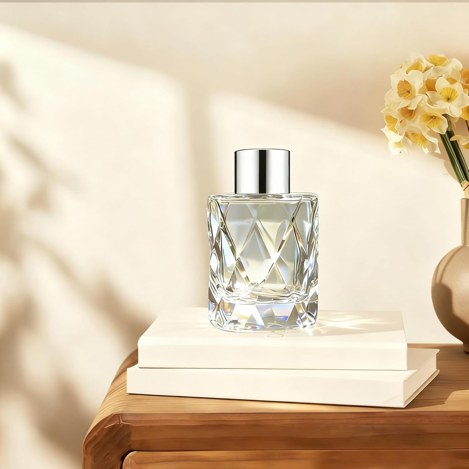 Glass Diffuser Bottles Irregular Surface with Silver Caps Refillable Diffuser Bottles Set of 4-3.1" High, 50ml 1.7 fl oz. Diffuser Jars for Home Fragrance